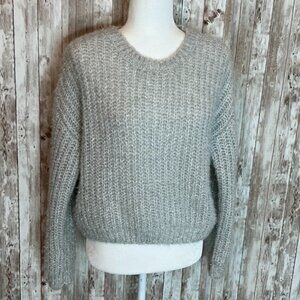 Divided Soft Gray and Silver Cropped Sweater size Medium